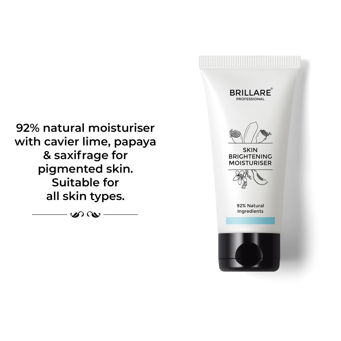 Brillare Professional Skin Brightening Natural Moisturiser With Lime Cavier and Papaya, Reduces Tanning, Helps in Brighten Skin Tone, 50 ml - Image 2