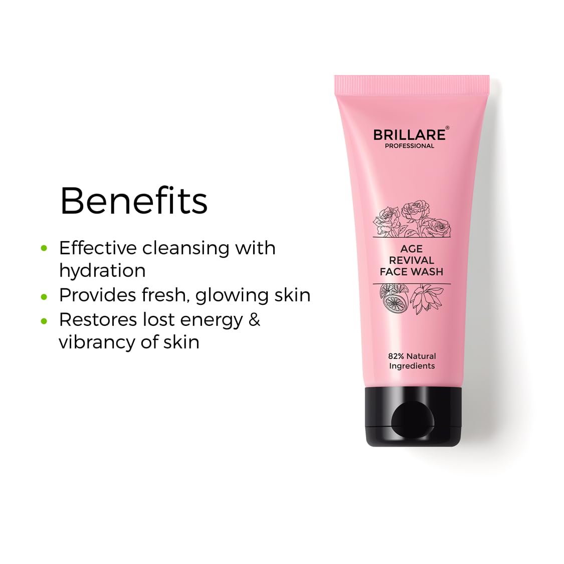 Brillare Professional Age Revival Natural Face Wash With Indian Rose and Lotus (100 ML) - Image 3