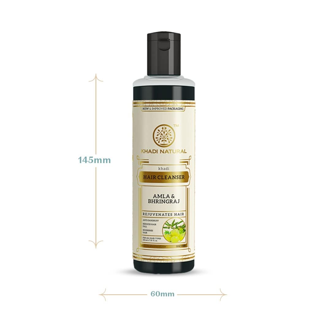 Khadi Natural Amla & Bhringraj Hair Shampoo | Hair Cleanser with Natural Ingredients | Anti-Dandruff Shampoo | Anti-Hair Fall Shampoo | Shampoo for Nourishing Hair| Suitable for All Hair Types, 210 ml (Pack of 2) - Image 3