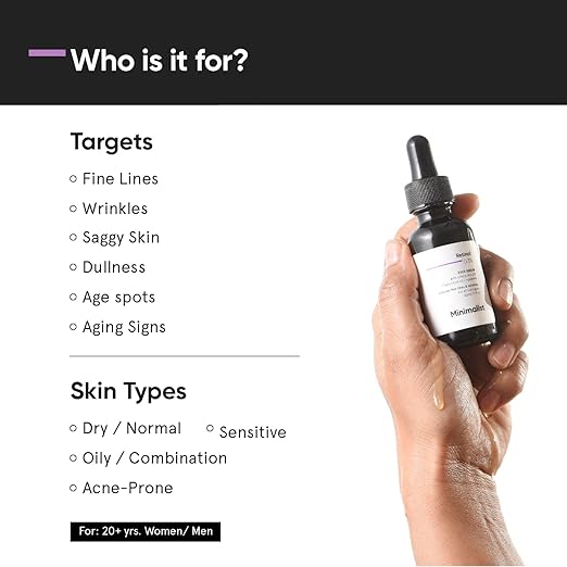 Minimalist Anti-Aging Night Serum with 0.3% Retinol & Q10|Fine Lines & Wrinkles Reduction Serum for Beginners|Water-Free Formula for Stability & Nourishment|Suitable for All Skin Types|For Unisex|30ml - Image 2