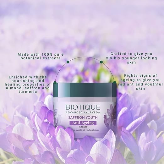 Biotique Saffron Dew 50g -- Ageless face & body cream - Image 4