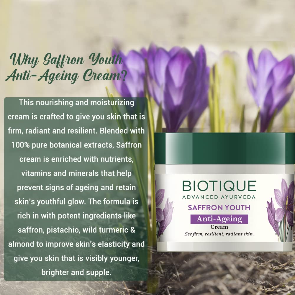 Biotique Saffron Dew 50g -- Ageless face & body cream - Image 6