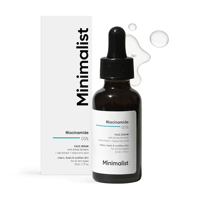 Minimalist 5% Niacinamide Serum for Clear Glowing Skin | With 1% Hyaluronic Acid for Hydration | Pore Minimizer for Face | Clears Acne Marks & Blemishes | For Women & Men | 1 Fl Oz / 30 ml - Image 1