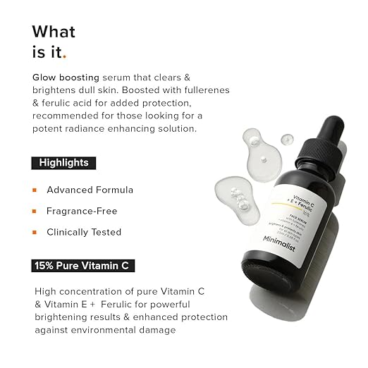 Minimalist 16% Vitamin C Serum with Antioxidants for Anti Aging & Glow | Reduces Skin Damage & Redness to Brighten Dull Complexion | For All Skin Types | For Women & Men | 0.68 Fl Oz / 20 ml - Image 2