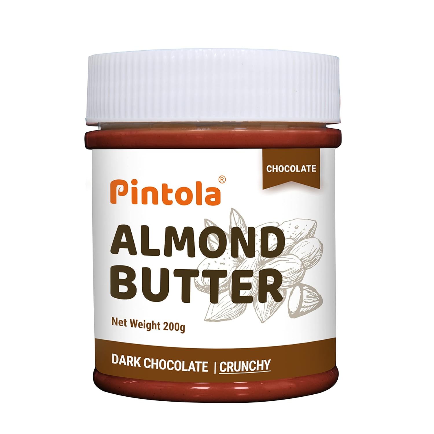 Pintola Almond Choco Spread Crunchy 200g | High Protein & fiber | Gluten & cholesterol free | Crispy | Rich in vitamins & anti-oxidants | Made...