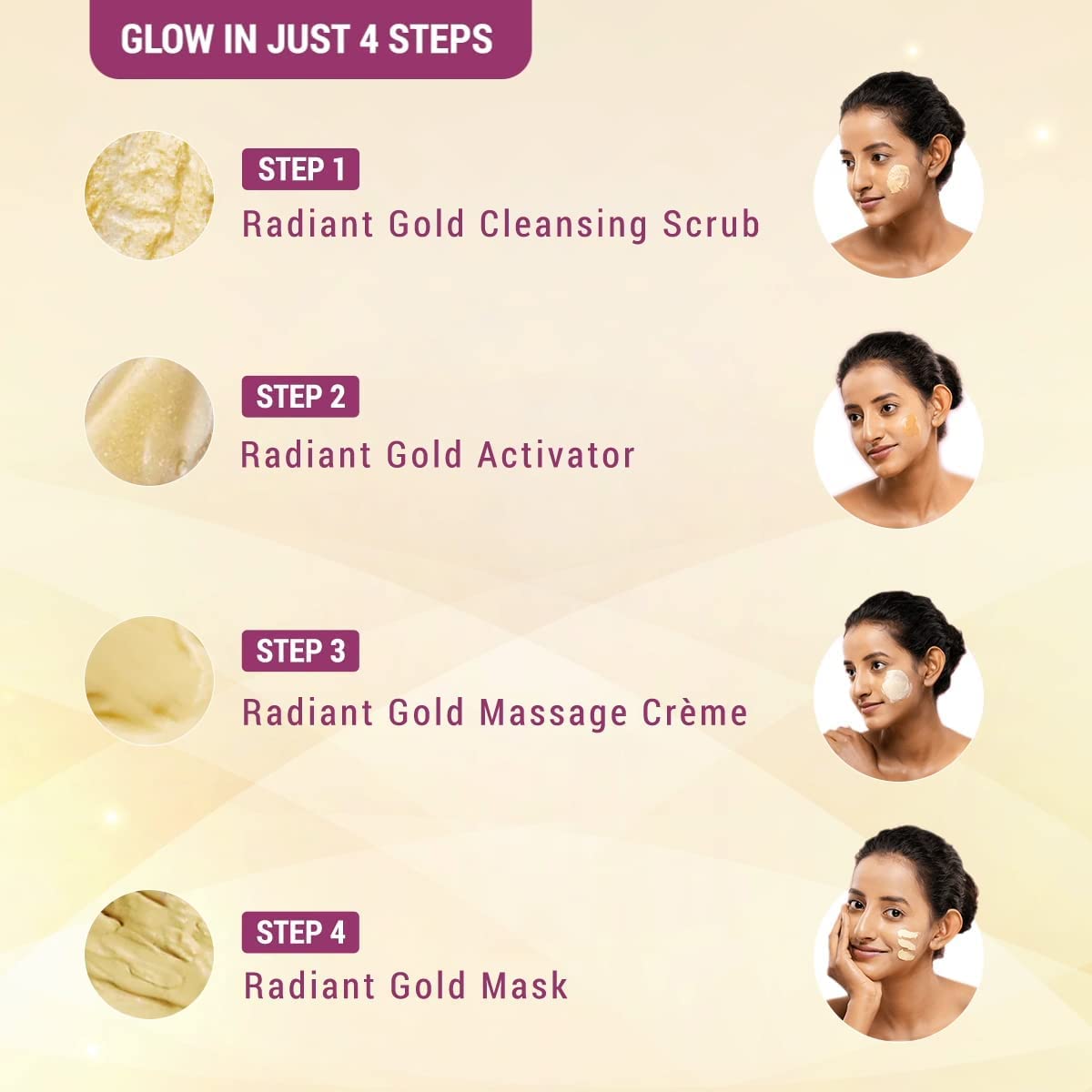  Lotus Herbal Radiant Gold Facial Kit with 24K Pure Gold and Papaya, 37g, 4 Easy Steps - Image 3