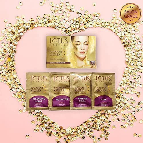  Lotus Herbal Radiant Gold Facial Kit with 24K Pure Gold and Papaya, 37g, 4 Easy Steps - Image 4