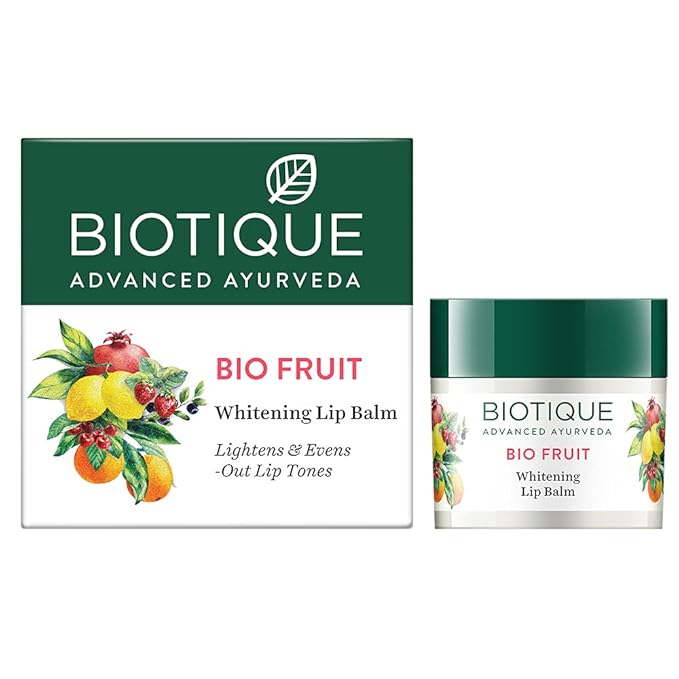Biotique Fruit Whitening/Brightening Lip Balm | Hydrated and Nourishing Lips| Visibly Lighter Lips | Evens Out Lip Tone | De-pigmentation Balm |100% Botanical Extracts| All Skin Types | 12G - Image 1