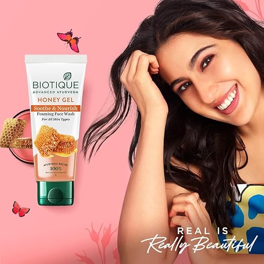 Biotique Honey Gel Soothe & Nourish Foaming Face wash | Soap Free Formula | Reduce Dryness | 100% Botanical Extracts | Suitable for All Skin Types | 150ml - Image 2