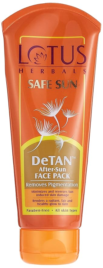 Lotus Safe Sun DeTan After-Sun Face Pack| Horse chestnut extracts| reduces Sun Tan, Brightens Skin| All skin types| 100g - Image 1