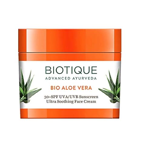 Biotique Sun Shield Aloe vera 30+ SPF UVB Sunscreen Ultra Protectective Face Cream, 50g - Image 2