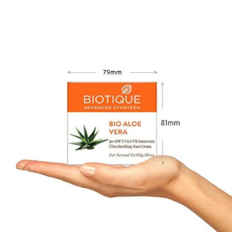 Biotique Sun Shield Aloe vera 30+ SPF UVB Sunscreen Ultra Protectective Face Cream, 50g - Image 3