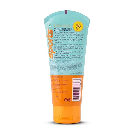 Lotus Herbals Safe Sun Sports Super Stay Sunscreen Cream For Dry Skin Spf 70 Pa+++, Sweat & Waterproof , Preservatives Free, 80G - Image 2