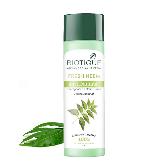 Biotique Fresh Neem Anti Dandruff Shampoo and Conditioner | Controls Dandruff | Eliminates Dryness, Flaking, and Itching | Hair Looks Fresh and Lustrous |Suitable for All Skin Types | 190ml - Image 1