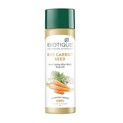 Biotique Carrot Seed Anti- Ageing After- Bath Body Oil | Prevents Fine Lines and Wrinkles |Smooth and Radiant Skin| 100% Botanical Extracts | Suitable for All Skin Types | 120ml - Image 1