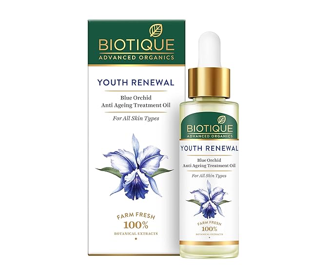 Biotique Advanced Organics Youth Renewal Blue Orchid Anti Ageing Treatment Oil, 30ml - Image 1
