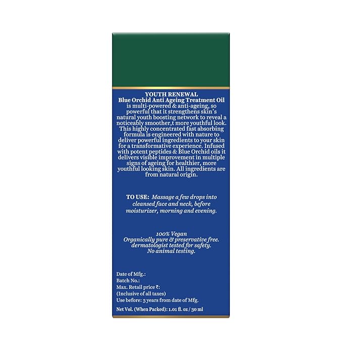Biotique Advanced Organics Youth Renewal Blue Orchid Anti Ageing Treatment Oil, 30ml - Image 2