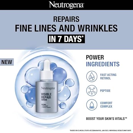 Neutrogena Visible Repair Retinol Serum: Boosts Collagen for Anti-Ageing, Wrinkles & Fine Lines 30ml - Image 3