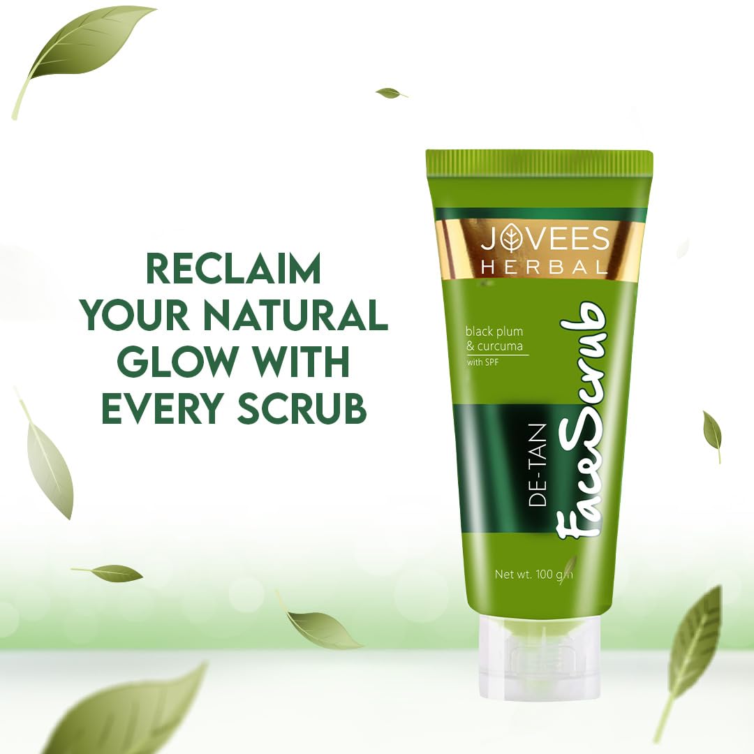 Jovees Herbal De-Tan Scrub With SPF For Brightening & Revitalizing Face Scrub For All Skin Type- 100g - Image 3