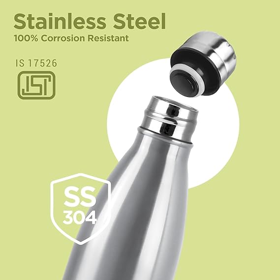 Milton Duo DLX 500 Thermosteel 24 Hours Hot and Cold Water Bottle, 1 Piece, 500 ml, Silver - Image 5