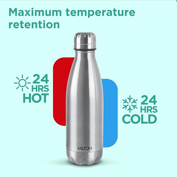 Milton Duo DLX 500 Thermosteel 24 Hours Hot and Cold Water Bottle, 1 Piece, 500 ml, Silver - Image 6