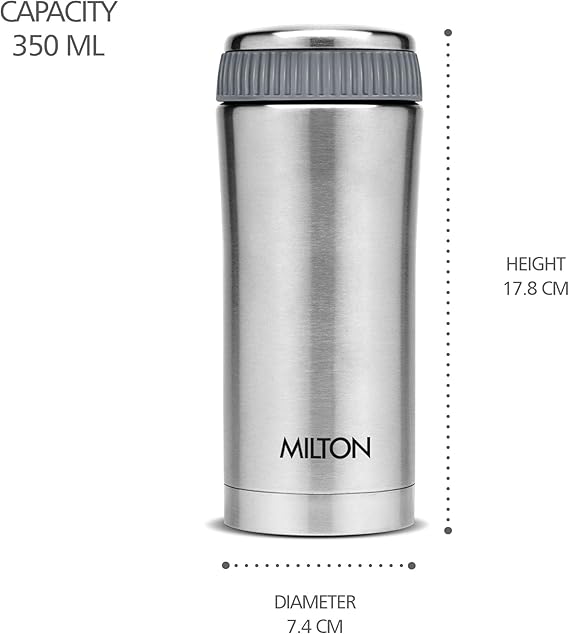 Milton Thermosteel Optima 350 Double Wall Vacuum Insulated Flask, 350 ml | 12 oz | Hot and Cold for Long Hours, 18/8 Stainless Steel, Coffee Travel Mug Tumbler - Image 3