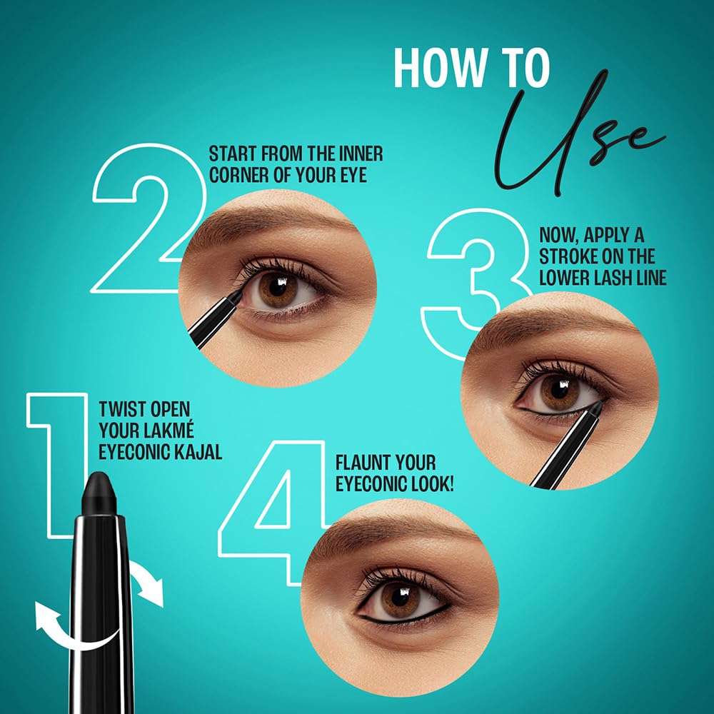 Lakme 9 to 5 Eyeconic Kajal, Matte Waterproof Kohl - Image 6