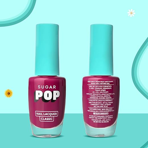 SUGAR POP Nail Lacquer 10 Call Me Hot Fuschia Pink - Image 3