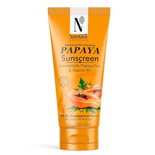 Nutriglow Natural's Advanced Pro Formula Papaya Sunscreen No White Cast, All Skin Type - SPF 50 Pa+++ (100 G) - Image 1