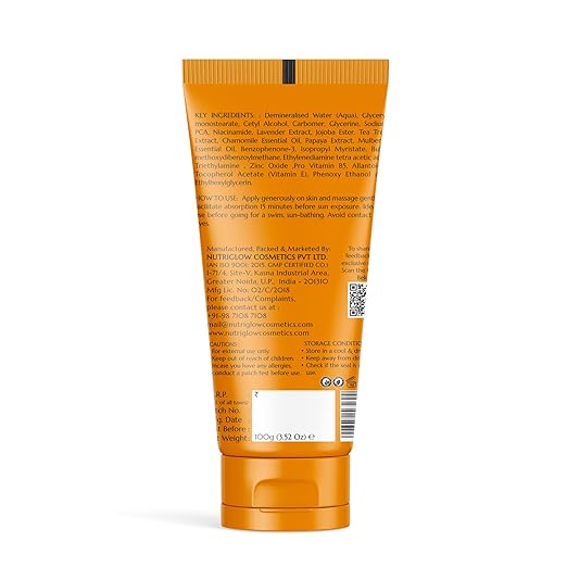 Nutriglow Natural's Advanced Pro Formula Papaya Sunscreen No White Cast, All Skin Type - SPF 50 Pa+++ (100 G) - Image 2
